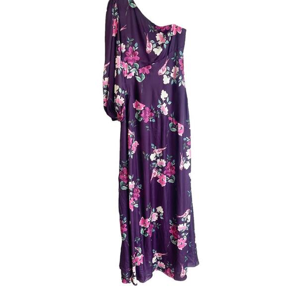 Mac Duggal Floral Satin Leena 2634 One Shoulder High Slit Gown Size M NWT - Picture 6 of 12